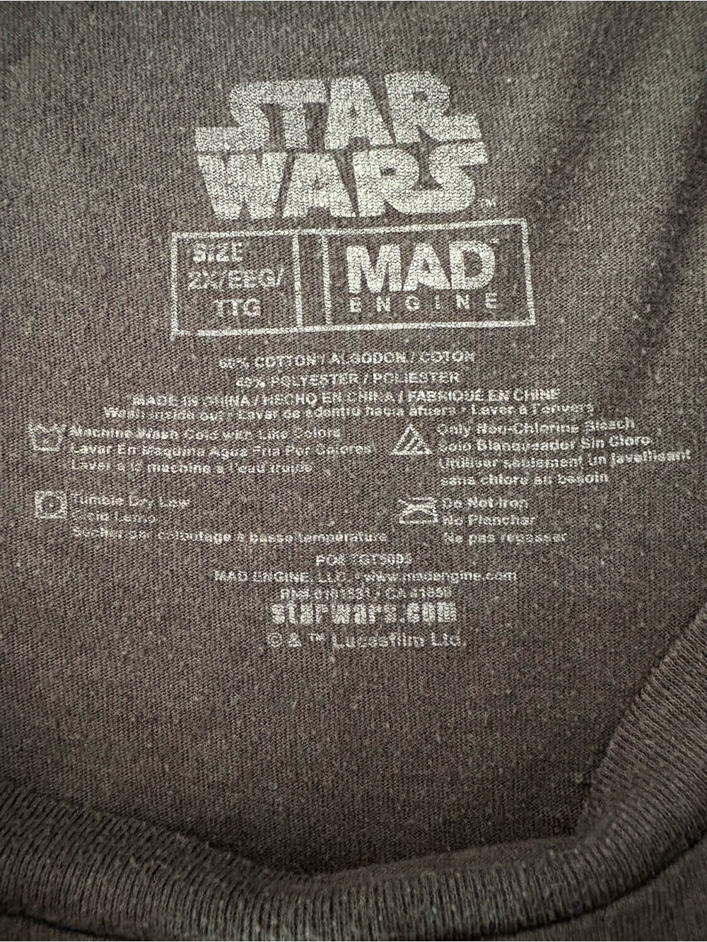 Men’s MAD Engine Grey Star Wars Short Sleeve Tee - Picture 4 of 4